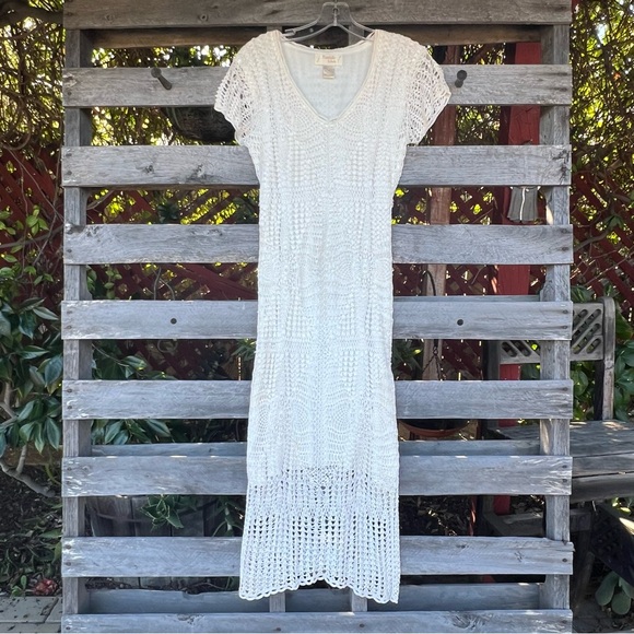 Vintage Y2K by Papillon Crochet Knit Boho Midi Dress - Picture 9 of 9